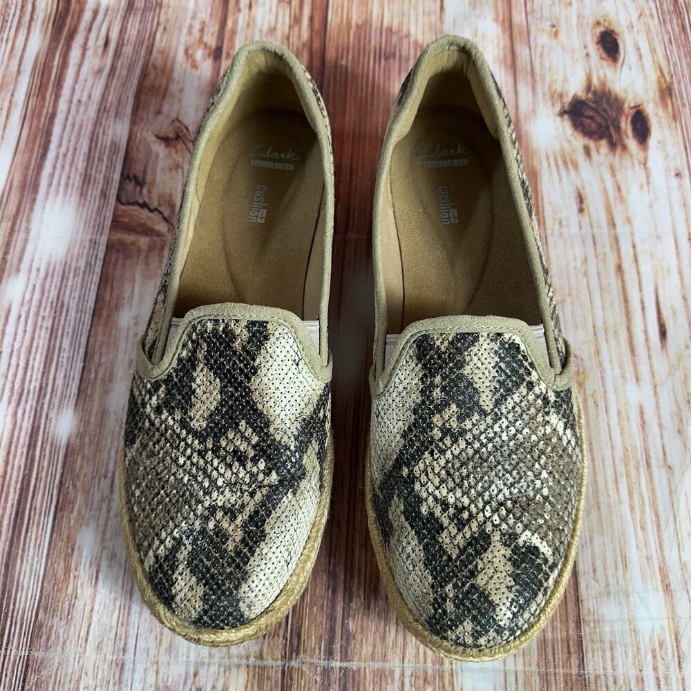 Clarks AZELLA MAJOR Womens Size 9.5 M Snakeskin Espadrille Loafers Flats Shoes - Picture 3 of 10